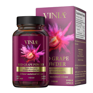 VINIA -12-Hour Sustained Release Rapid Absorption Piceid Resveratrol (30 Count)